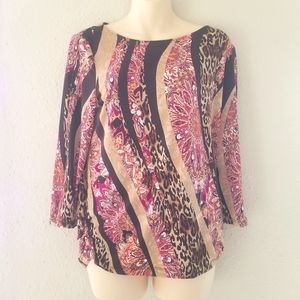3/4 Sleeve Patterned Blouse